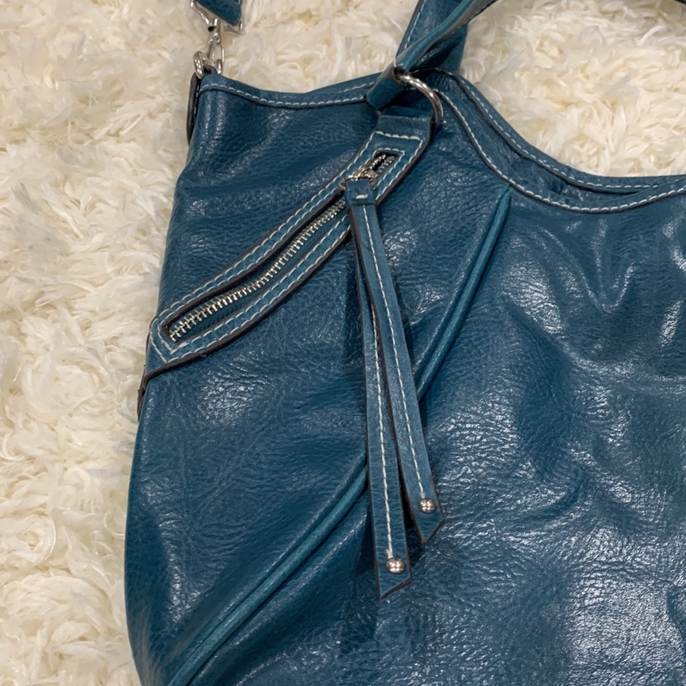 NEW YORK AND COMPANY VEGAN LEATHER SLOUCHY HOBO BAG  - TEAL - Picture 3 of 10